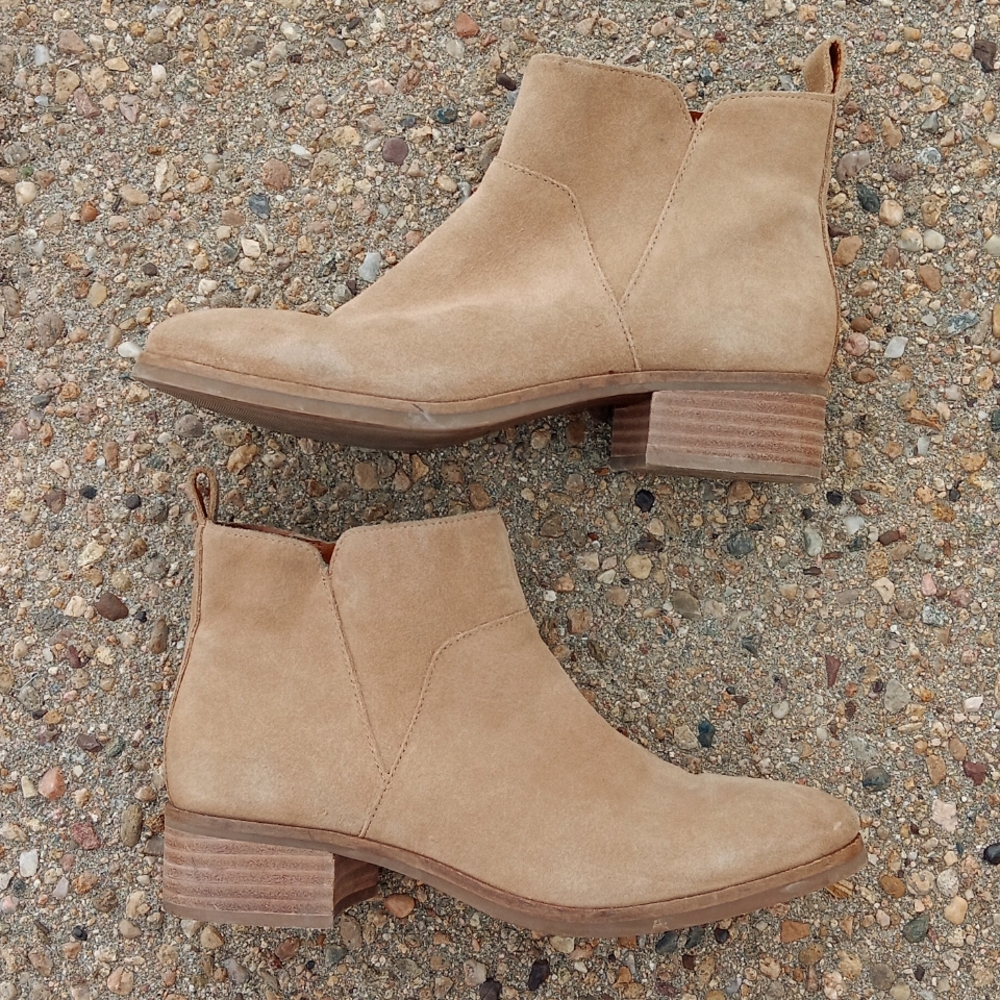 Lucky Brand Prenma tan suede leather booties women's ankle boots sz 8 - Picture 4 of 9